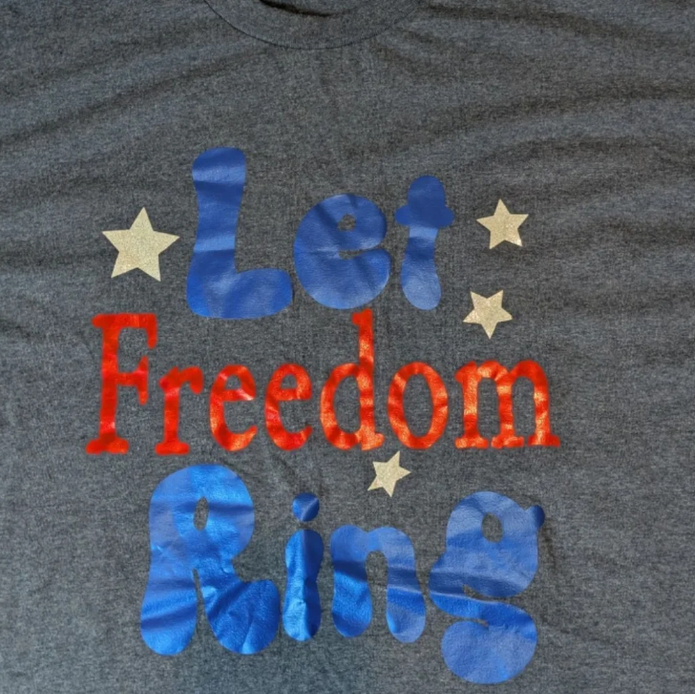 Let Freedom Ring Heathered Blue Short Sleeve T-shirt Unisex Adult XL
